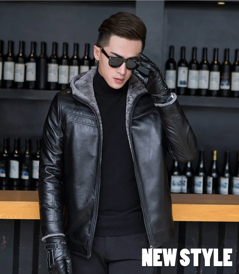 

High Quality Mens Shearling Leather Jacket True Sheepskin Men Jacket Real Sheep Fur Coat Fashion Genuine Leather Men's Coat