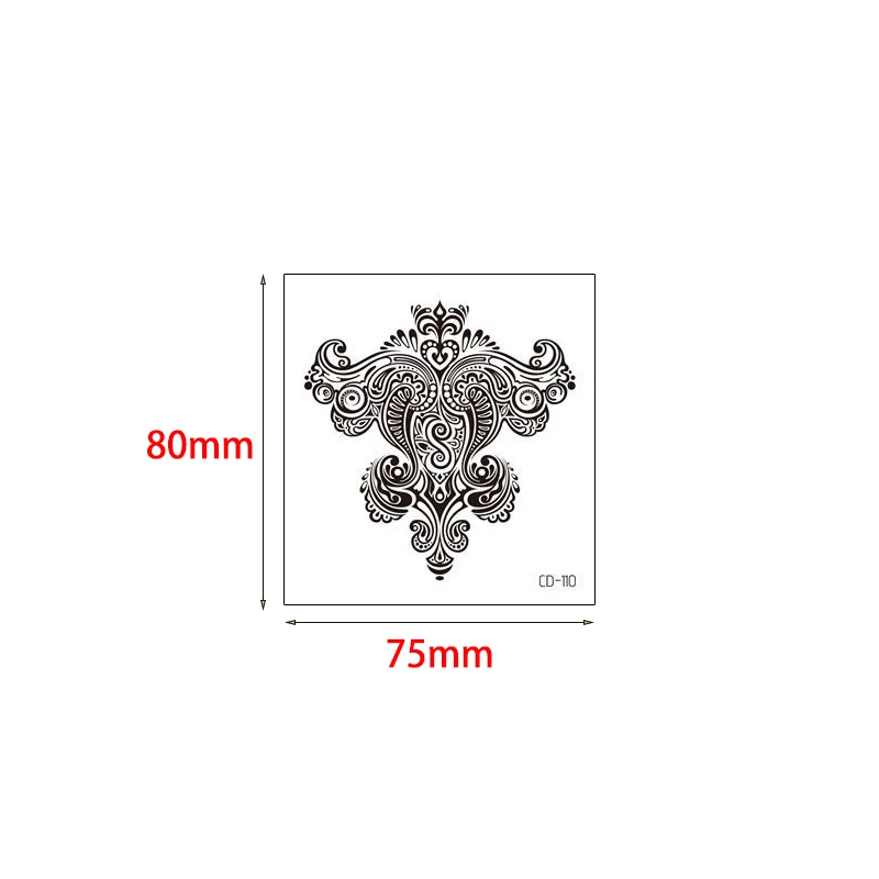 Индийские Ги хна мандала искусственный черный цветок временная татуировка