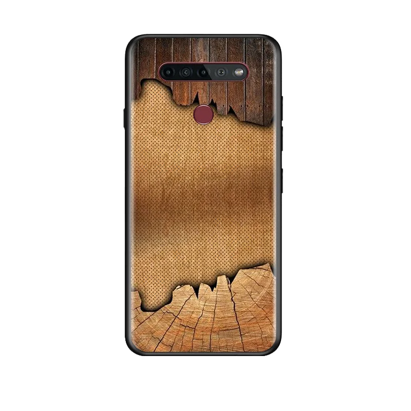 

Slim Wood Grain Art For LG G8 V30 V35 V40 V50 V60 Q60 K40S K50S K41S K51S K61 K71 K22 ThinQ 5G TPU Silicone Black Phone Case
