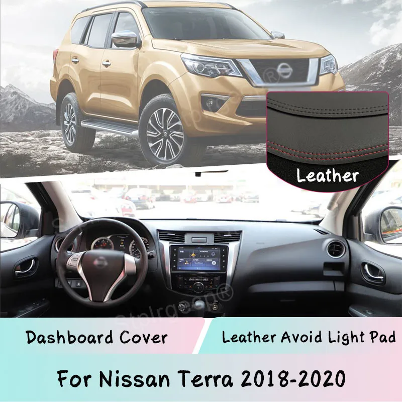 

Кожаный чехол для Nissan Terra 2018-2020 приборной панели крышки коврик светильник из сшитого полиэтилена Зонт приборной Защитная панель Ковер Анти-...