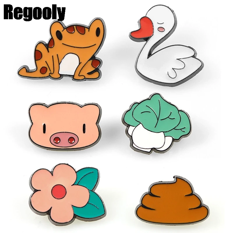 Металлические эмалированные булавки и броши с изображением капусты цветов