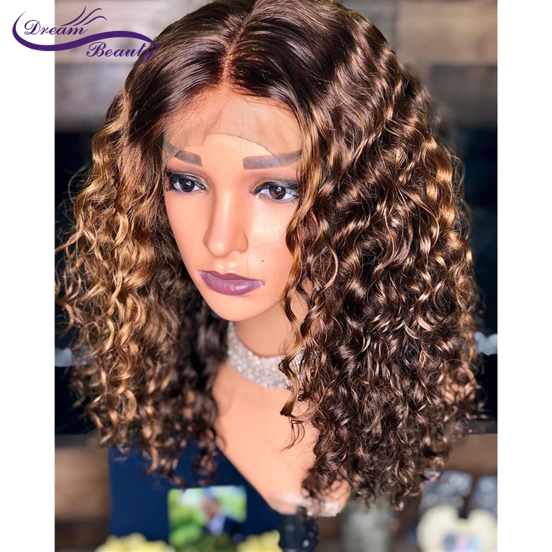 Dream beauty 13*6 парики из натуральных волос на кружеве с детскими волосами предварительно сорванные бразильские кудрявые волосы remy бесклеевого цвета