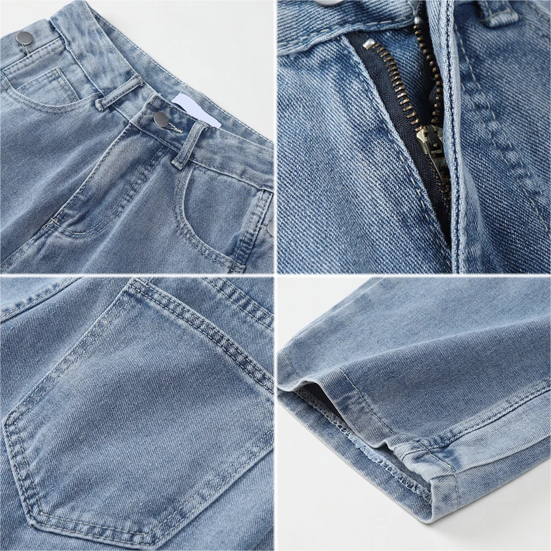 

Women's Jeans 2021 Fashion Streetwear High Waist Trouser Baggy Straight Denim Pants Sense of Design Female Wide Leg Trouser