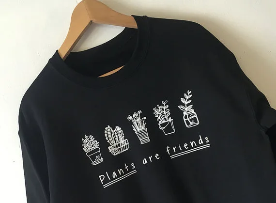 

plants are friends sweatshirt woman clothes oversized hoodie print pullovers casual cotton streetwear japanese harajuku mama