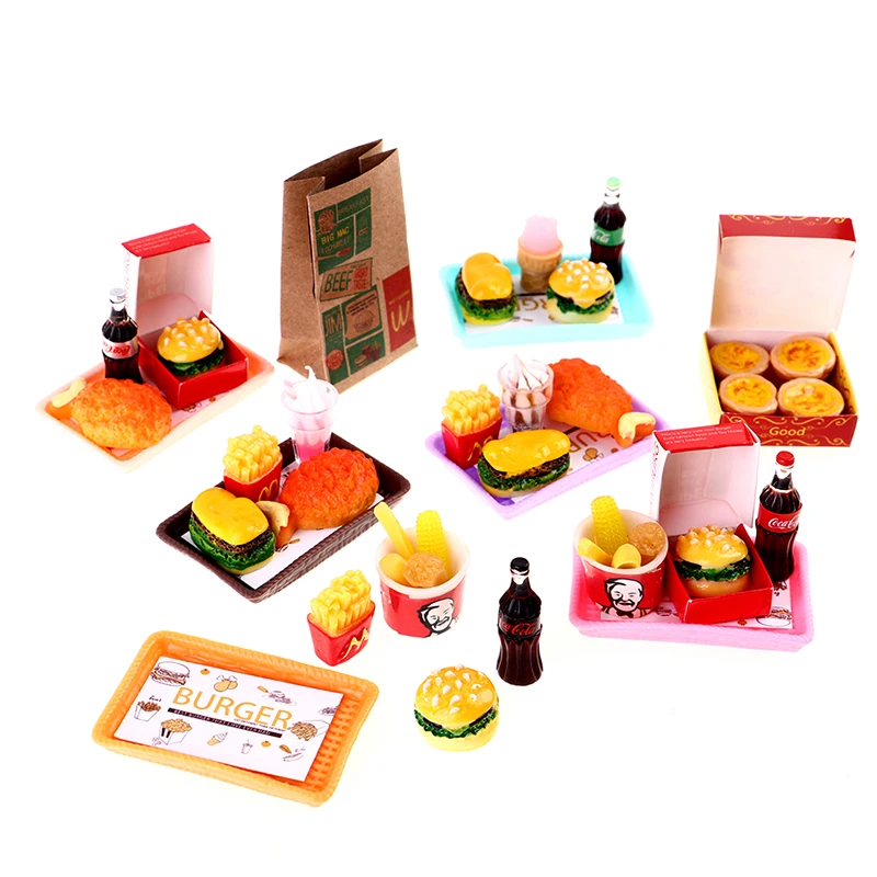 

Fast Food for Doll House Play Kitchen Ice Cream Accessories Toy Miniature Dollhouse Hamburger Coke Cup