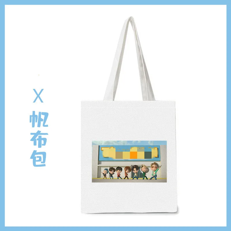 

KPOP Bangtan Boys Tinytan Dynamite Cute Cartoon Canvas Bag School Bag Portable Shoulder Bag for JUNK KOOK JIN JIMIN Fans L23