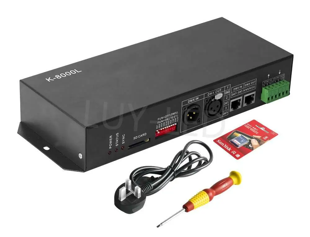 AC110-220V K-8000L 8 ports LED pixel controller;off-line;WS2812B/WS2811/DMX LED pixel controller can work with DMX console