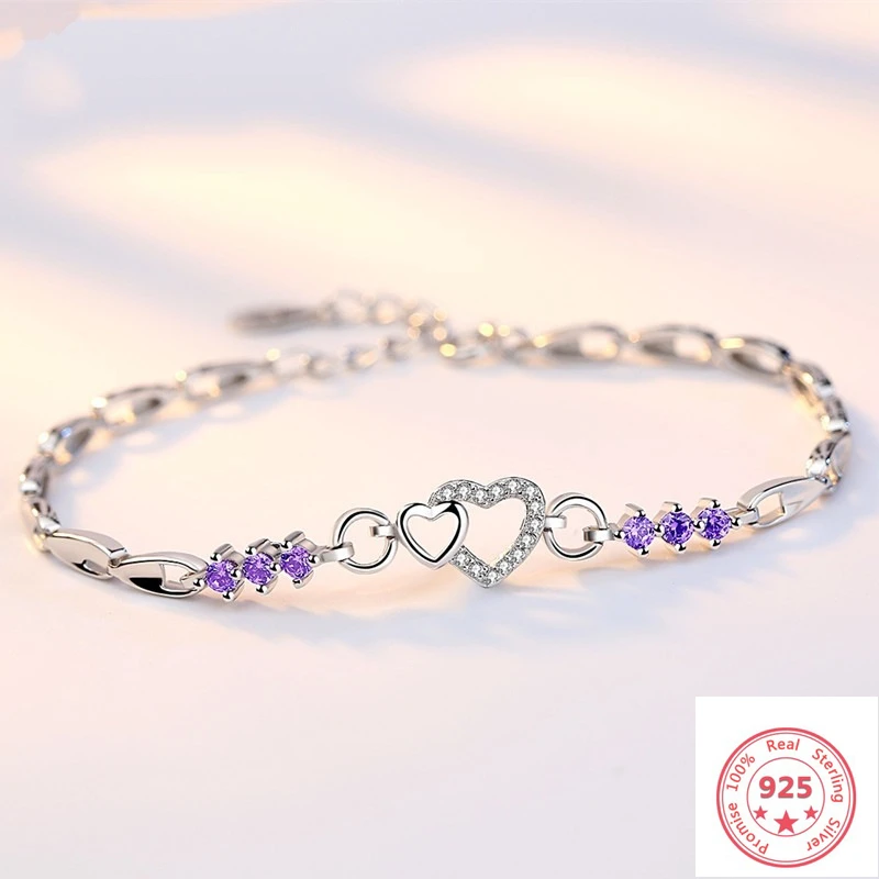 100% стерлингового серебра 925 алмазные браслеты для женщин серебряные ювелирные