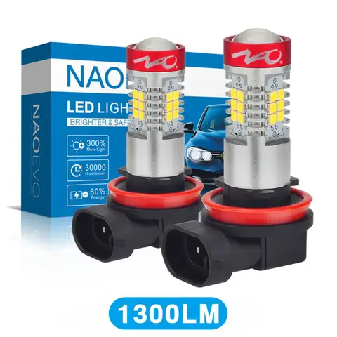 NAO H11 светодиодный HB4 9006 HB3 9005 Автомобильный светодиодный H10 H8 H16 противотуманный светильник H9 2835SMD 2600LM 12 В Авто ходовая лампа белый 6000K