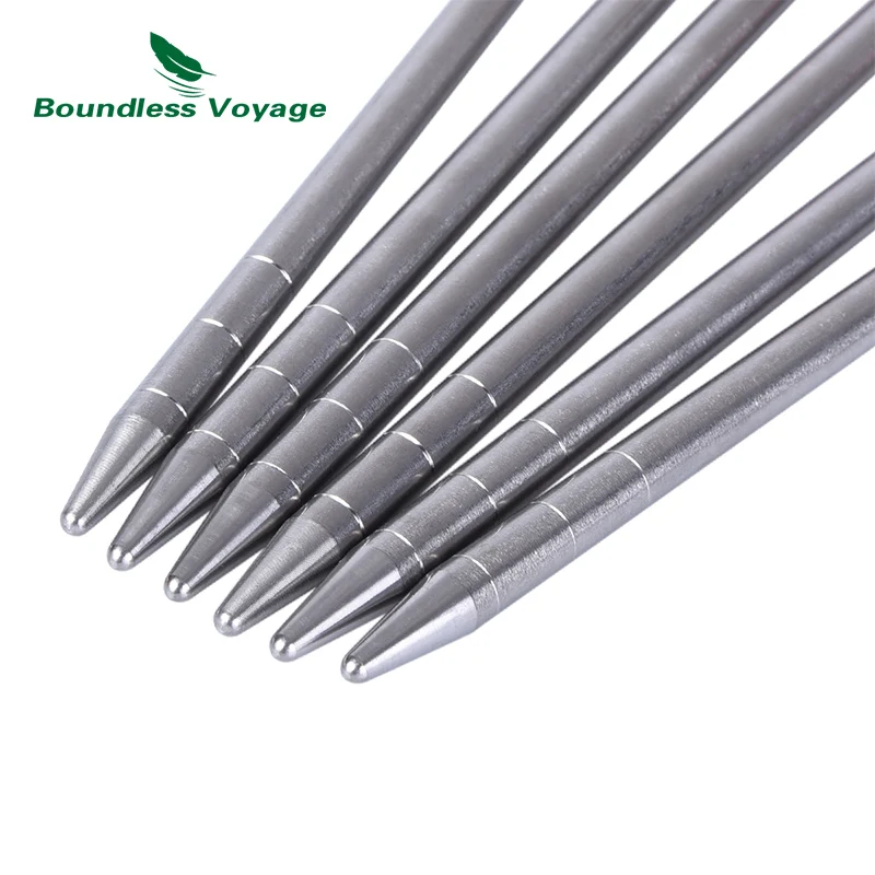 Boundless Voyage Outdoor Camping High Strength Titanium Alloy Tent Pegs Stakes Nails for Hard Snow Floor 20 24 30 35 40 cm