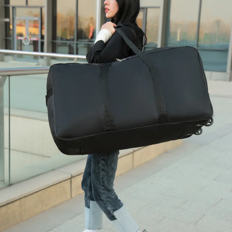 Portable Travel Bag Rolling Luggage Black Large Duffle Bag Roller Handbags Moving Overnight Oxford Cloth Traveling Bags Hot X88C