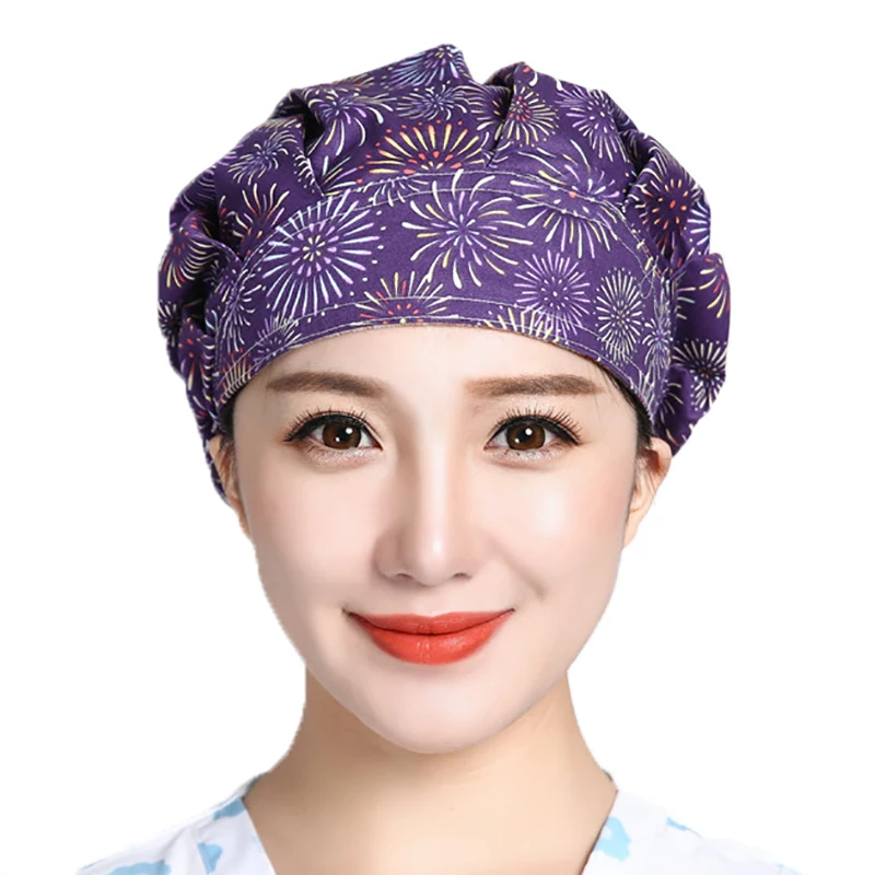 Женская Пылезащитная шапка с цветочным принтом регулируемая|Женские Skullies и