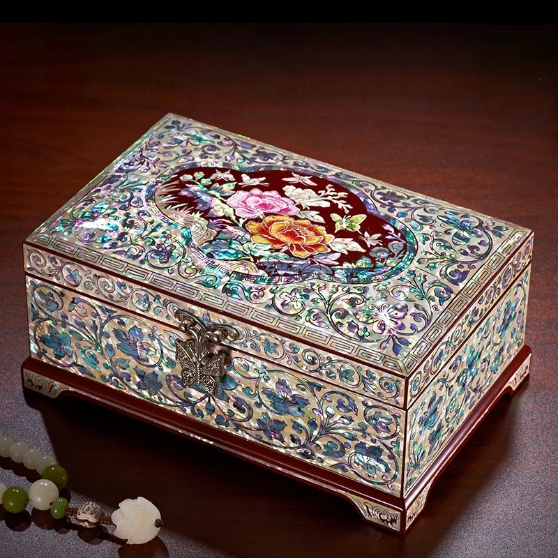 

Лаковая шкатулка для ювелирных изделий Luotian, деревянная шкатулка в европейском ретро-стиле, свадебный подарок, органайзер для хранения ювел...