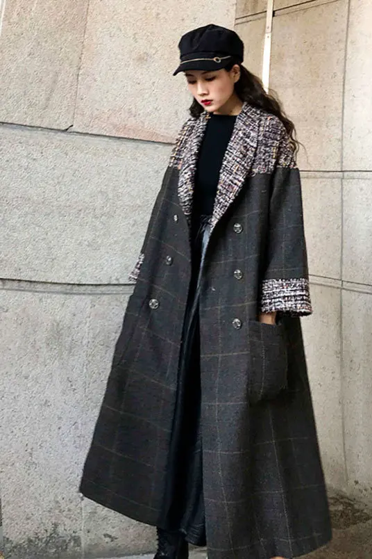 LANMREM 2019 новое осеннее и зимнее женское Ретро клетчатое твидовое стеганое