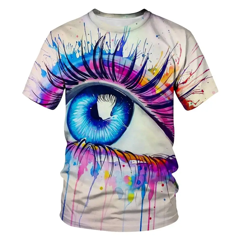 Новая модная футболка мужские футболки с абстрактными глазами летняя для
