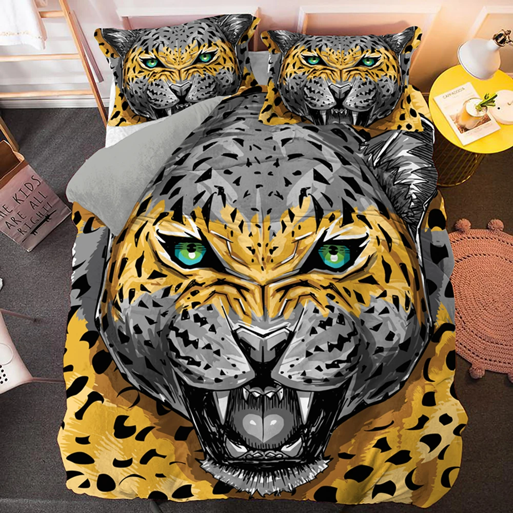 

Комплект постельного белья для мальчиков и мужчин с 3d-изображением животных, пододеяльник, высококачественные простыни, одеяло, наволочки, ...