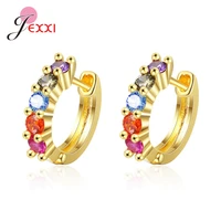 new 925 sterling silver hoop earrings for women colorful crystal earrings boho gold color rhinestone statement jewelry brincos