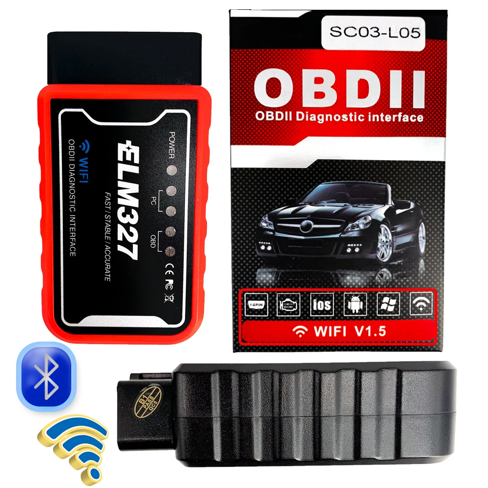 Автомобильный сканер elm327 диагностический прибор obd2 bluetooth v1.5 Wi Fi чип PIC18F25K80 для ios и