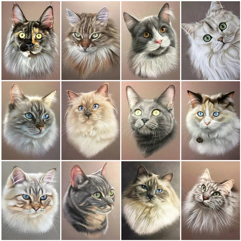 

5D Diy Diamond Painting Wall Picture Cat Rhinestone Picture Diamond Embroidery Animals Mosaic Cross Stitch Home Decoration Gift
