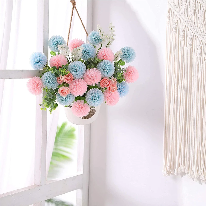 

Artificial Daisy Fake Chrysanthemum Ball Flowers Silk Hydrangea Bouquets for Home Garden Party Wedding Office Decoration 12 Pcs