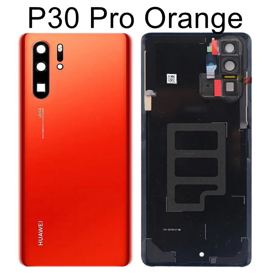 Для huawei P30 задняя крышка батарейного отсека задняя стеклянная дверь Корпус чехол ELE L09 L29 для huawei P30 Pro крышка батареи+ объектив камеры VOG L04 - Цвет: P30 Pro Orange