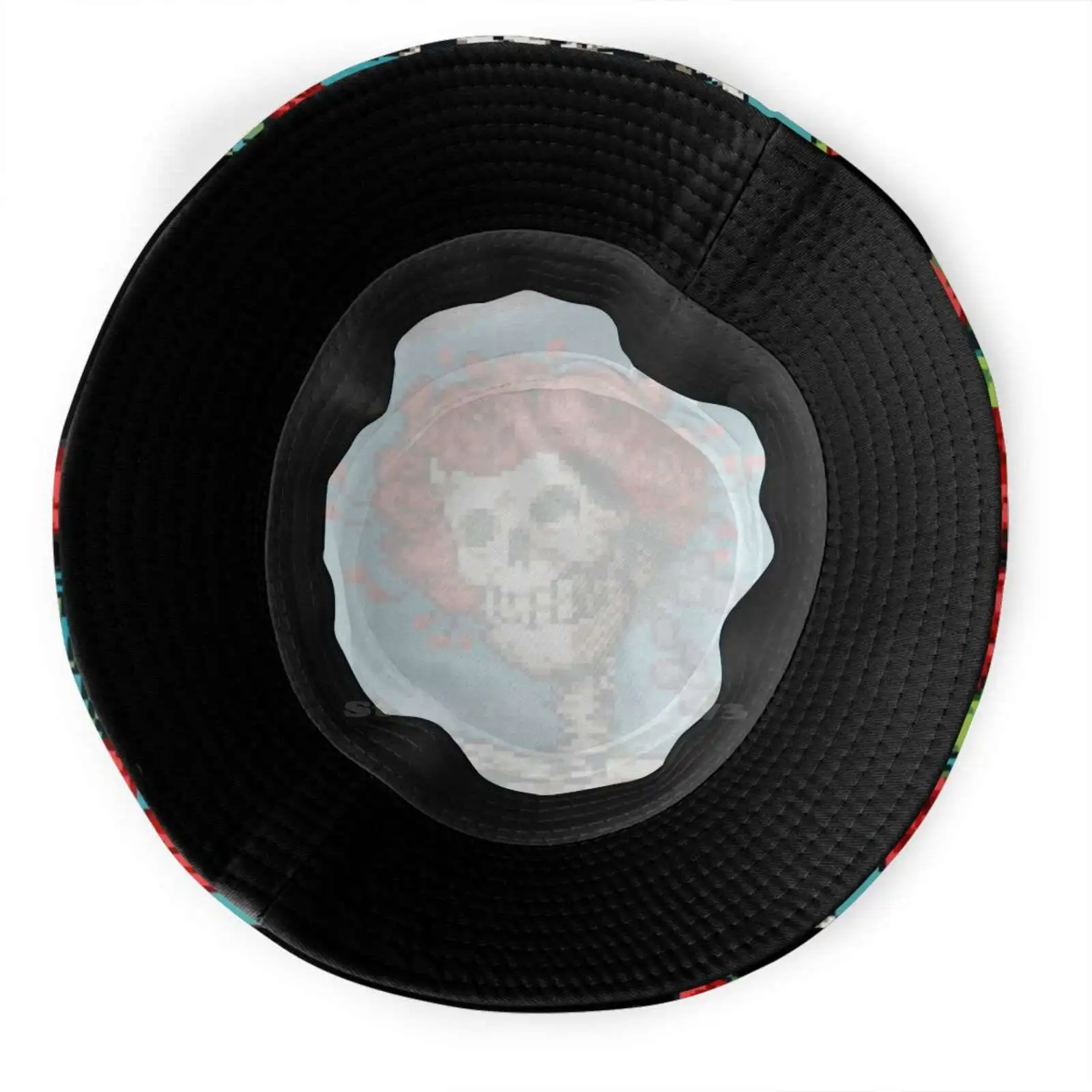 

Pixel Art Skeleton And Roses Grateful Dead Uv Protection Foldable Bucket Hats Women Men Pixel Art Punk Skeleton Skull Roses