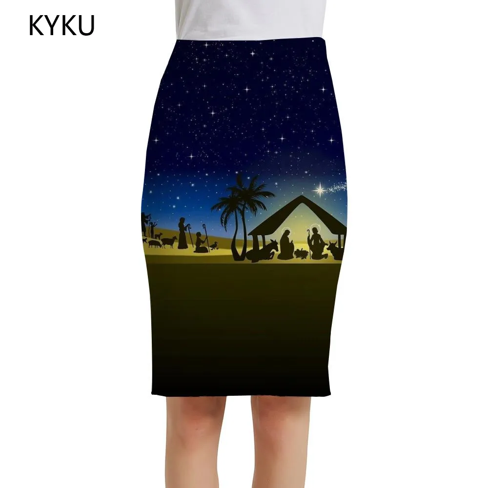 

Женская юбка-карандаш KYKU, повседневная трикотажная юбка с рисунком кокосового дерева, в христианском стиле, лето 2019