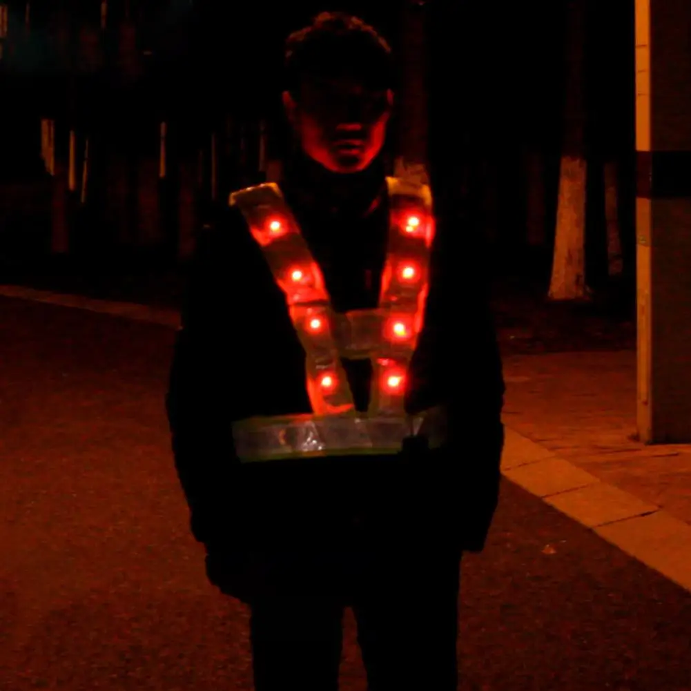 LED Light Up Safety Reflective Stripes Vest Traffic Night Warning Clothing led safety vest with Red | Освещение