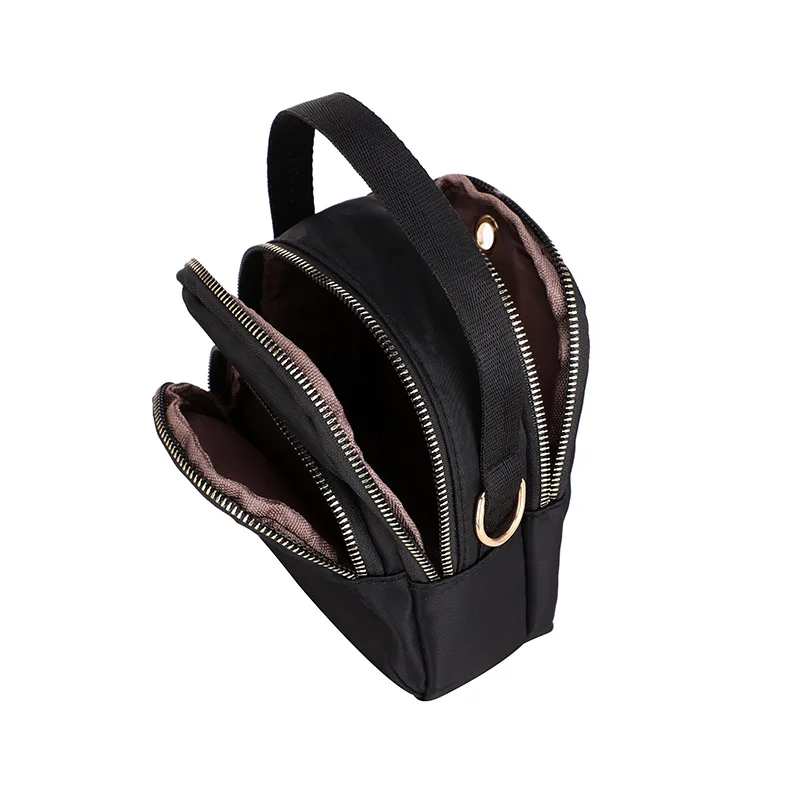 

Shoulder Bag Women Mini Fashion Handbag Messenger Vintage Lightweight Nylon Solid Zipper Waterproof Mobile Phone Headset Bag