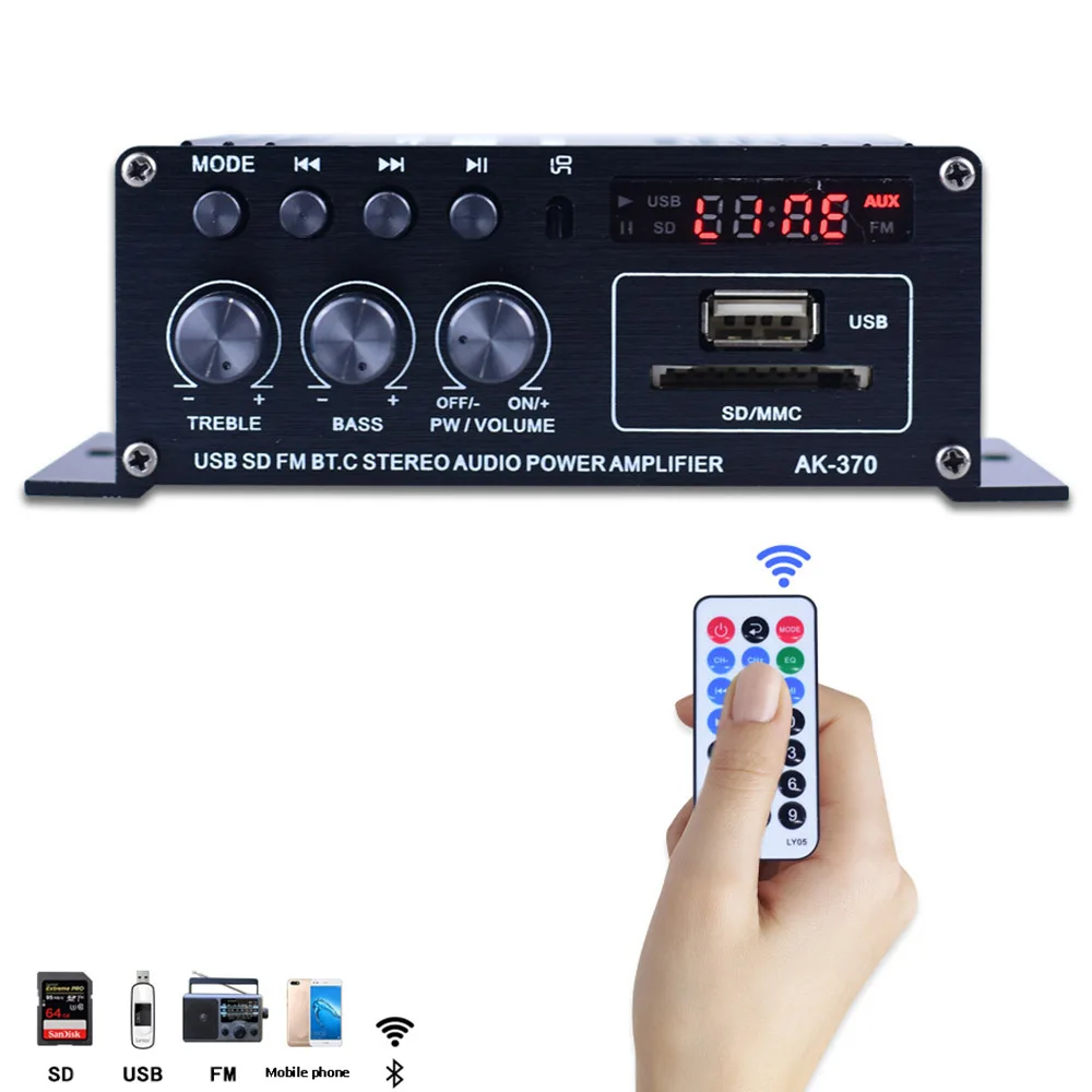 

Audio Amplifier Theater Sound System Bluetooth 5.0 12v Compact Power Amplifier Radio Amplifier Digital Screen For Car Home