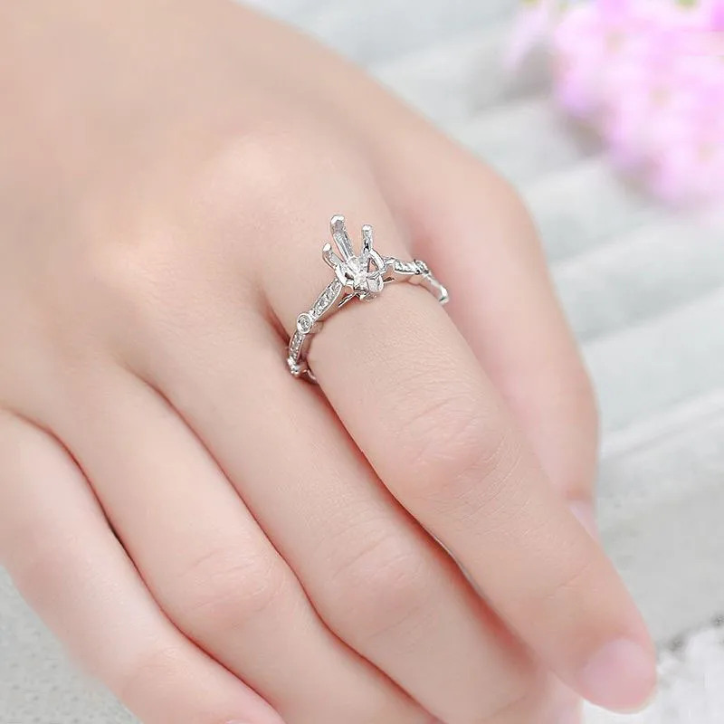 HELON 6x11 мм Огранка маркиза однотонные 10K белое золото натуральные бриллианты