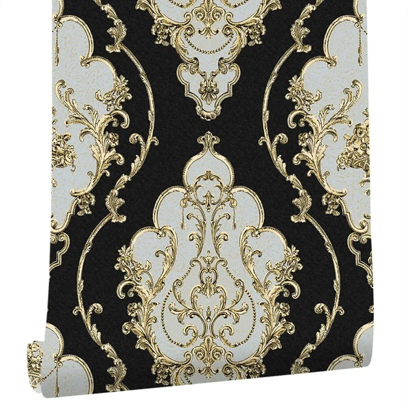 

European Style Antique Gilt Wallpaper Bedroom Decoration for Living Room for The Walls Self Adhesive Furniture Mural PVC