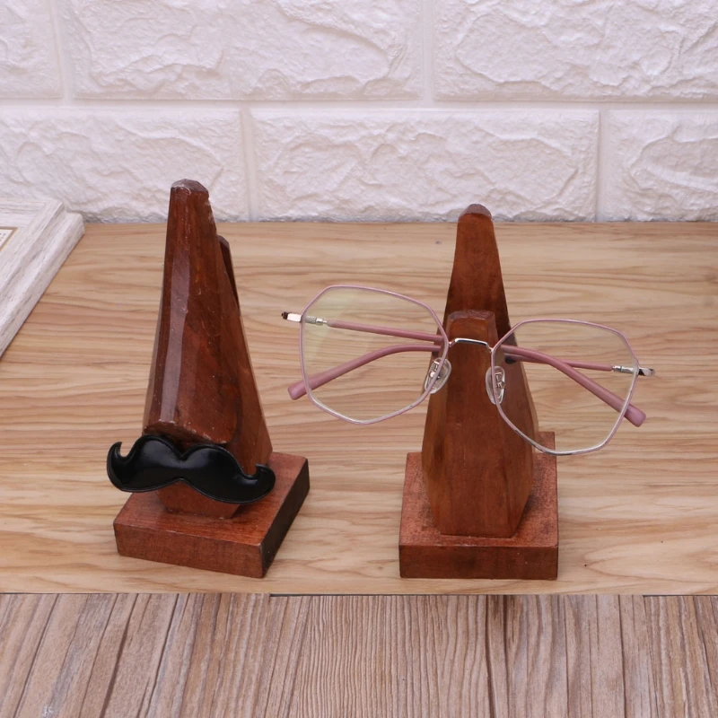 

Wooden Nose Shaped Eyeglass Holder Wood Sunglasses Spectacle Display Stand Unique Desktop Accessory and Gifts Home Decor
