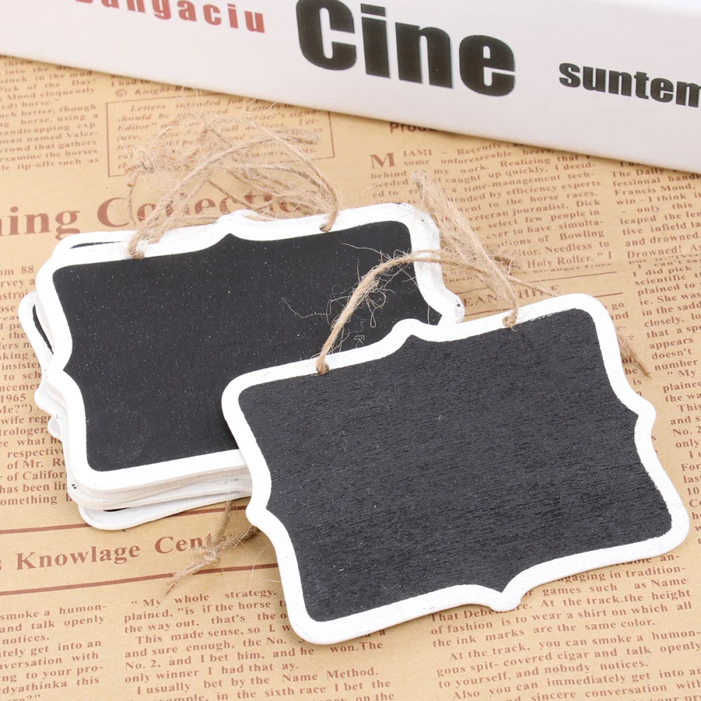 

20pcs Wooden Mini Chalkboards Double Sided Hanging Blackboard Message Board Hanging Signs (Rectangle, Double Sided)