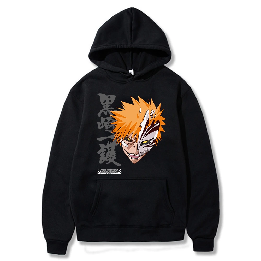 Harajuku Мультфильм отбеливатель Kurosaki Ichigo толстовка с капюшоном для мужчин Y2K Япония