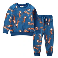 jumping meters new arrival cartoon animals print cotton clothing sets with tigers kids long sleeve outfits 2 pcs baby suits