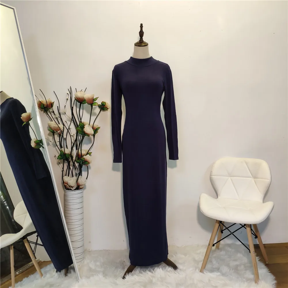 Эластичная хлопковая Абая Женская одежда в Дубае, турецкое женское платье большого размера, теплое мусульманское женское сексуальное облегающее платье