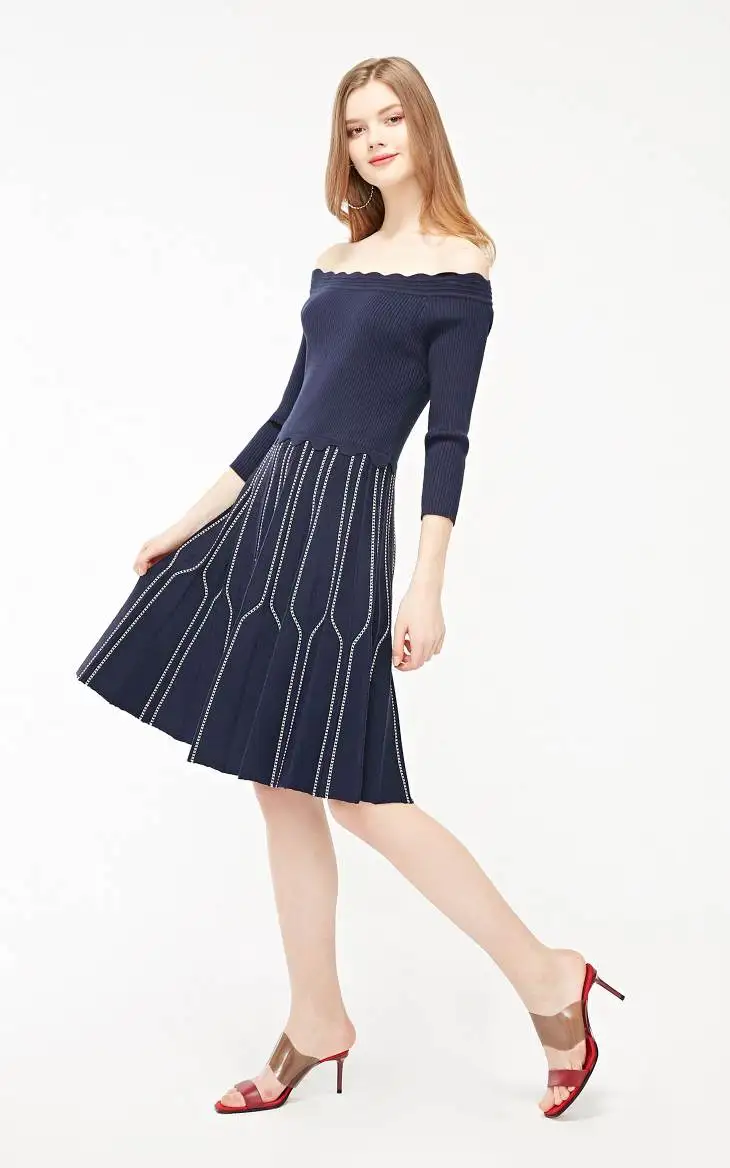 Vero Moda женское платье в полоску с вырезом лодочкой 3/4 рукавами | 319146533