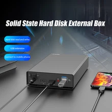Solid State Hard Disk External Box Type-C HDD Box + Dual USB3.0 Expansion Hub 2.5/3.5 inch SATA Serial HDD Enclosure US/EU Plug