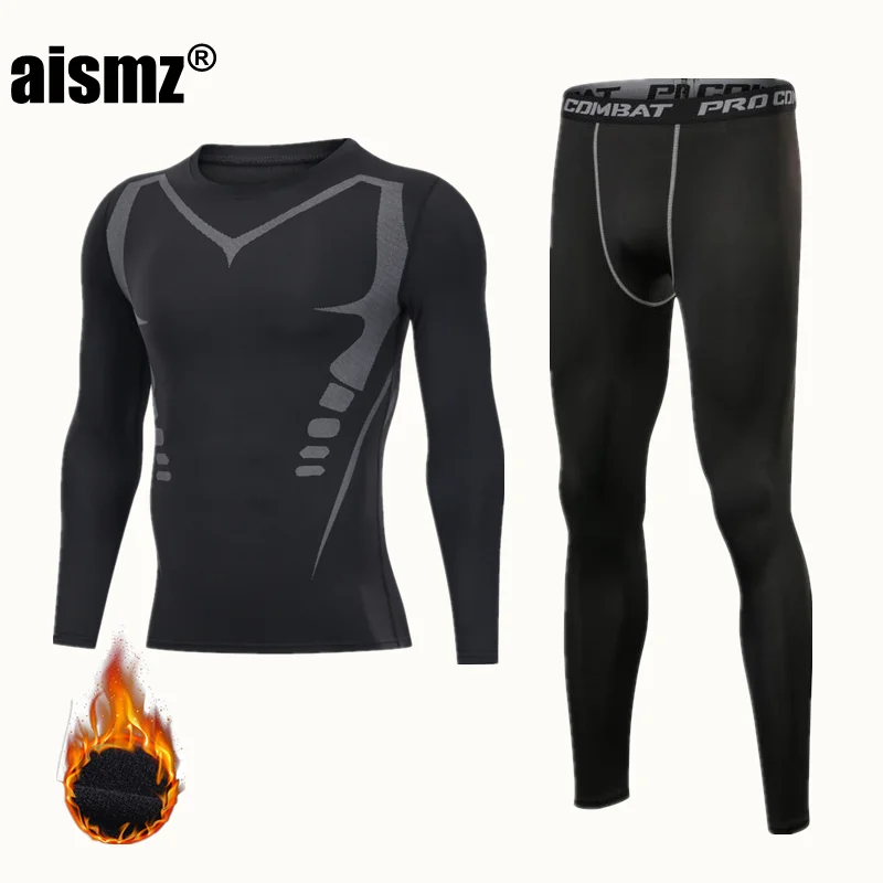 

Aismz Winter New Thermal Underwear Men Sets Compression Fleece Sweat Quick Drying Base Layer Sport Thermo Underwear Long Johns