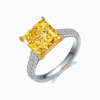 factory wholesale 4 0ct yellow diamond 925 sterling silver jewelry wedding engagement band for women rings