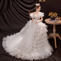 french romantic princess ball gown fashion spaghetti strap little trailing bridal gown classic back lace up wedding dress