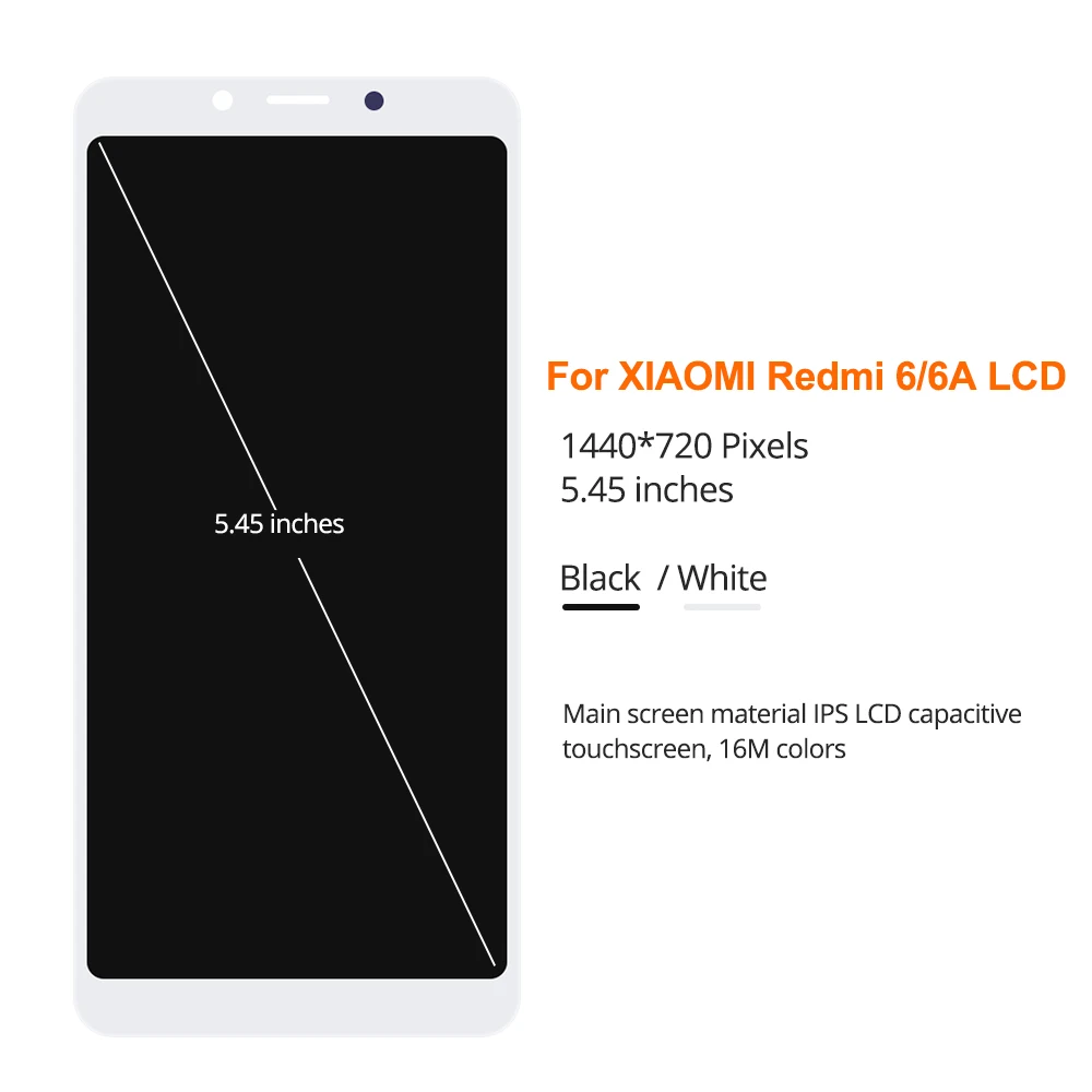 5 45 &quotкачественный ЖК-дисплей + рамка для Redmi 6 Замена ЖК-экрана xiaomi redmi 6a в сборе