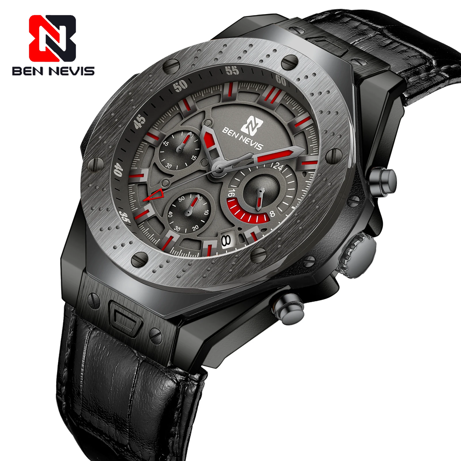Ben Nevis, новые часы, Топ бренд, роскошные, мужские спортивные военные наручные часы, кожа, кварцевые часы, водонепроницаемые часы, Relogio Masculino A5