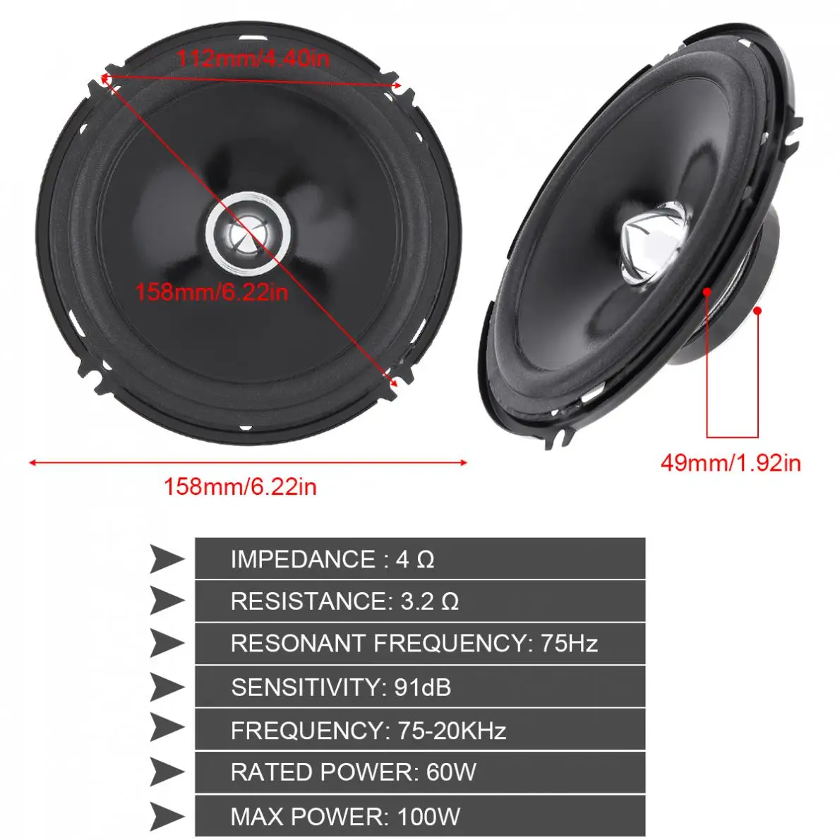 2pcs Car Coaxial Speakers 6.5 Inch 100W 4 ohm Full Frequency Audio Speaker Heavy Mid bass Ultra thin Modified Loudspeaker | Автомобили и