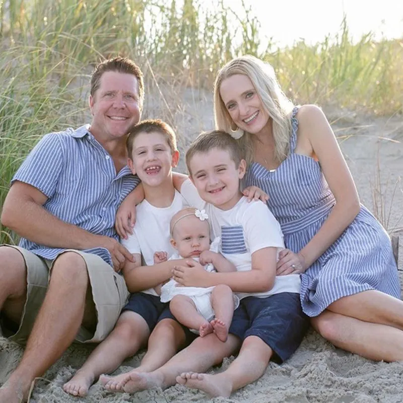 Семейные комплекты Семейная одежда Платье для мамы и дочки Футболка папы сына