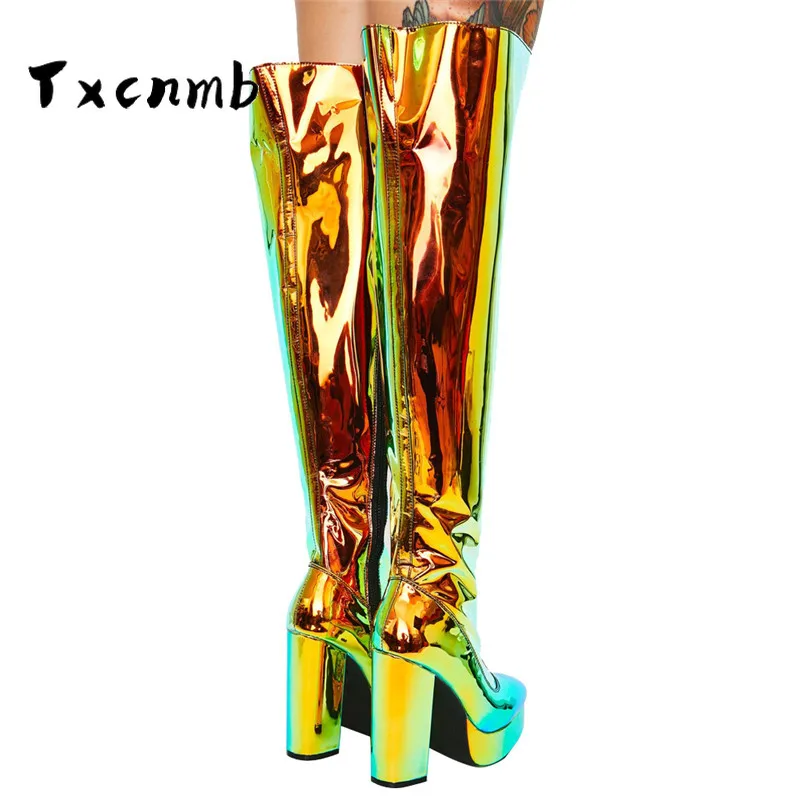 

TXCNMB 2020 Autumn Winter over the knee Boots women Genuine Leather Shoes Woman Newest High Heels Party Casual Shoes Woman