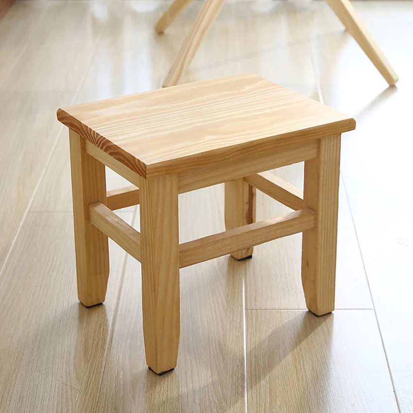 

1PCS Solid Wood Shoe Bench Stool Household Small Square Stool Adult Children Non-slip Hard Stool Chair for Living Room Home