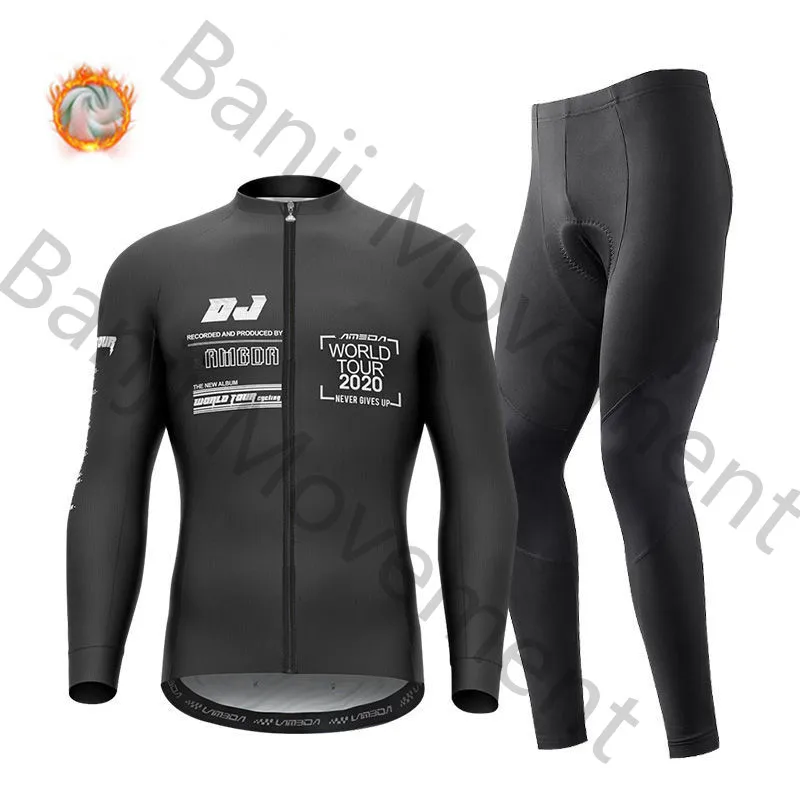 cycling jersey set 4 Зимняя шерстяная куртка для велоспорта с длинными рукавами, очень геотермальный теплый жилет, большой размер, удобная велосипедная майка Gobike - Color: cycling jersey set 4