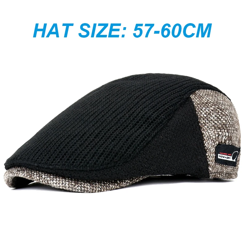 Мужская вязаная шапка берет с узором елочка цвет в ассортименте Осень зима стиле